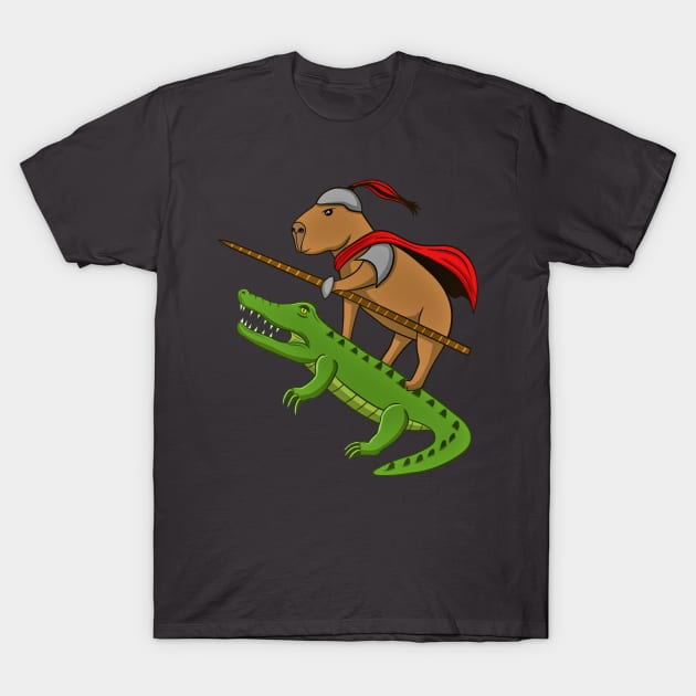 Cute Capybara Knight with Crocodile T-Shirt by micho2591